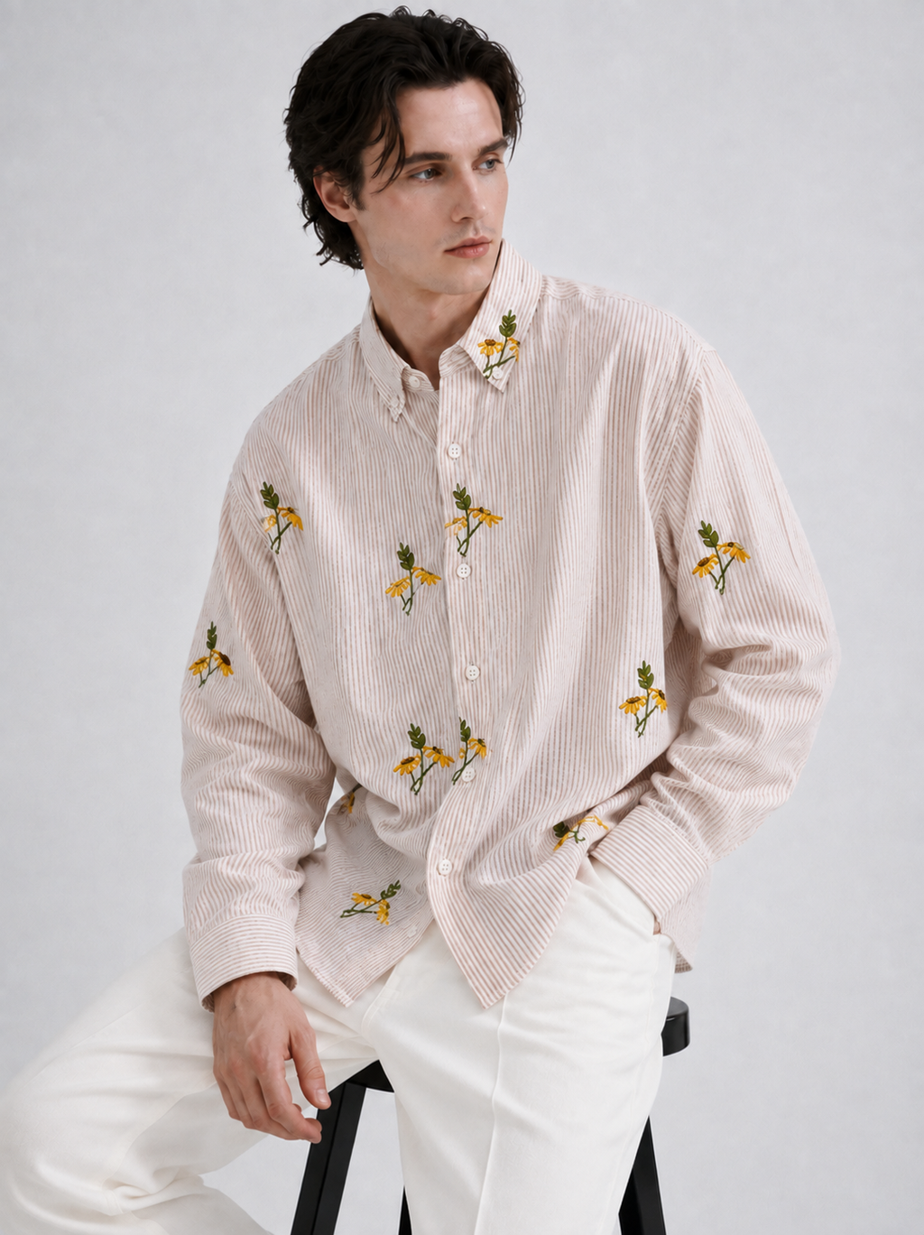 Sylor Meadow Bloom Embroidered Stripe Shirt