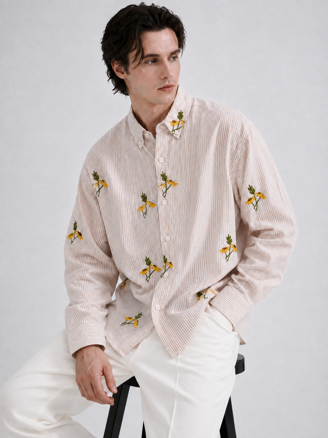 Sylor Meadow Bloom Embroidered Stripe Shirt