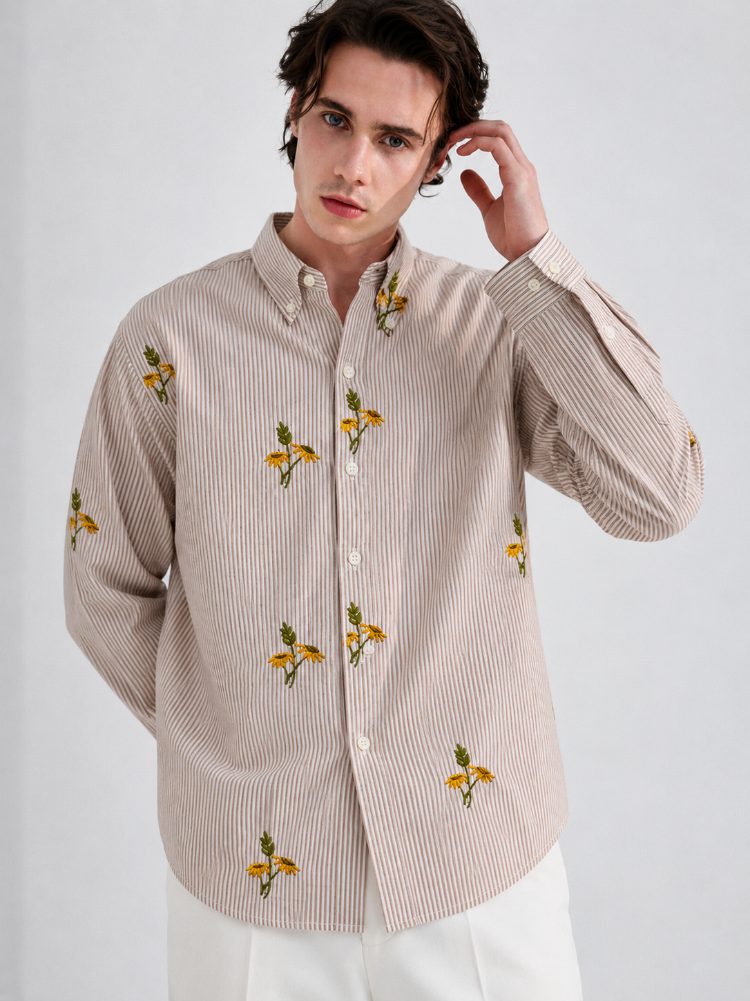 Sylor Meadow Bloom Embroidered Stripe Shirt