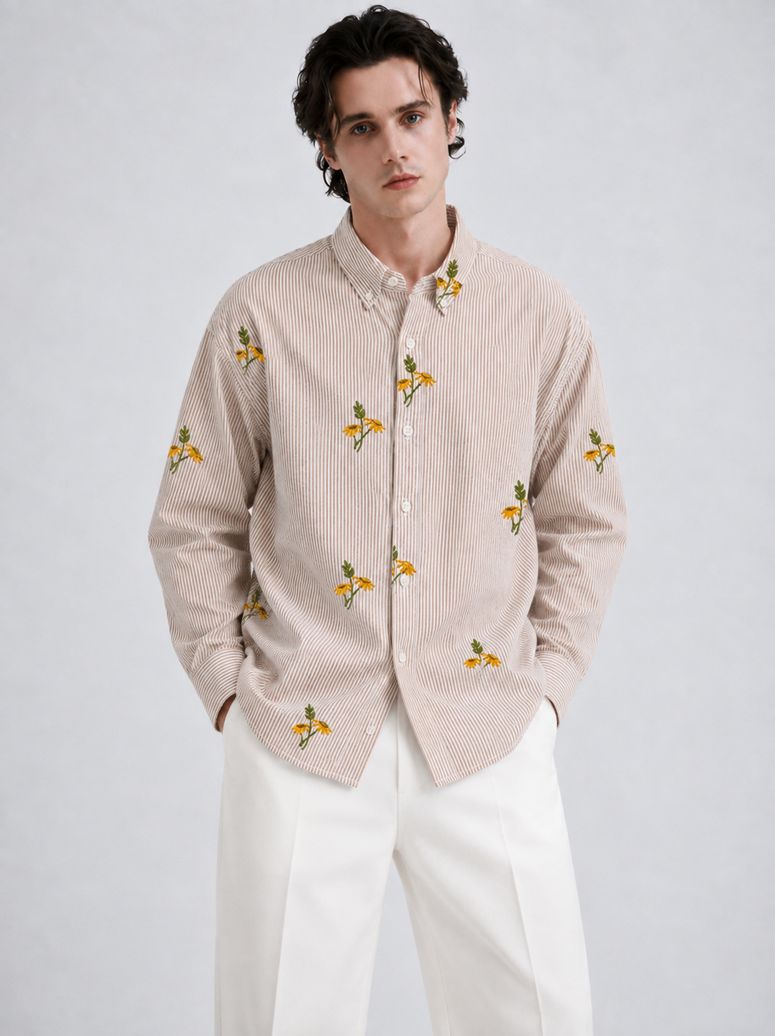 Sylor Meadow Bloom Embroidered Stripe Shirt