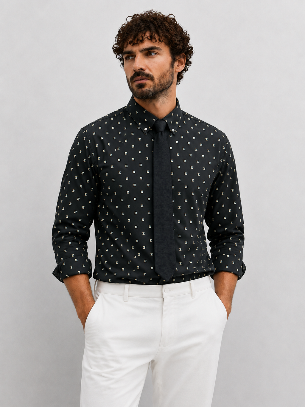 Sylor Midnight Micro-Motif Formal Shirt
