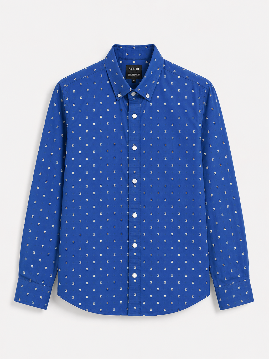 Royal Blue Micro-Pattern Formal Shirt
