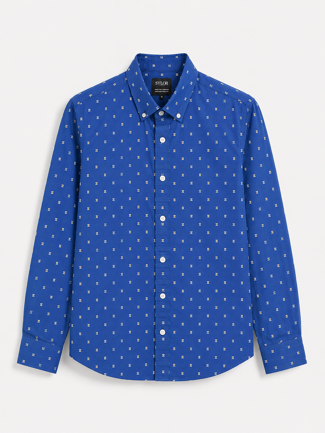 Royal Blue Micro-Pattern Formal Shirt