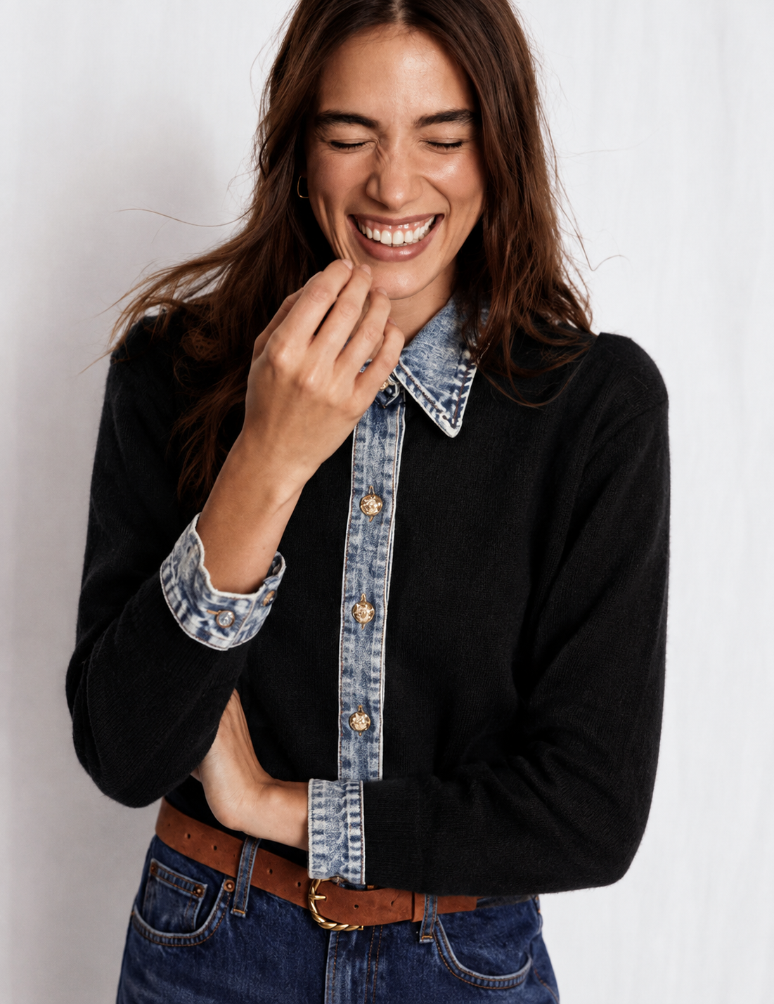 Sylor Denim Collar Knit Sweater