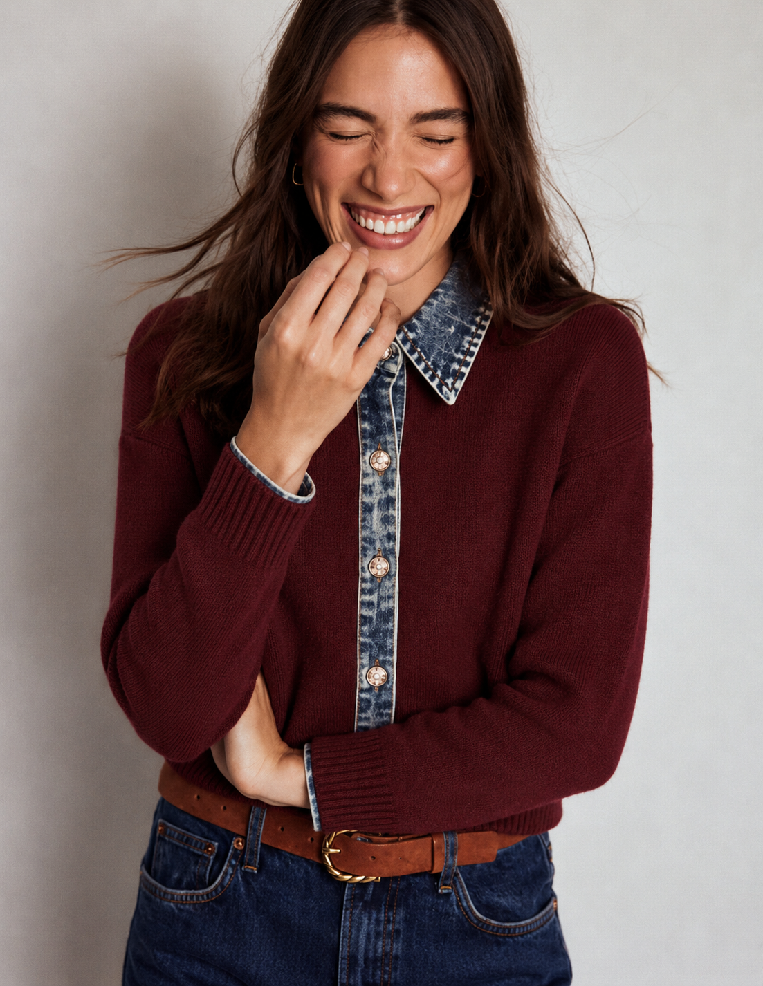 Sylor Denim Collar Knit Sweater