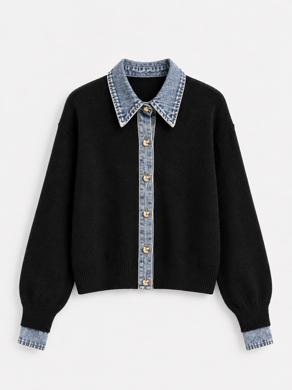 Sylor Denim Collar Knit Sweater