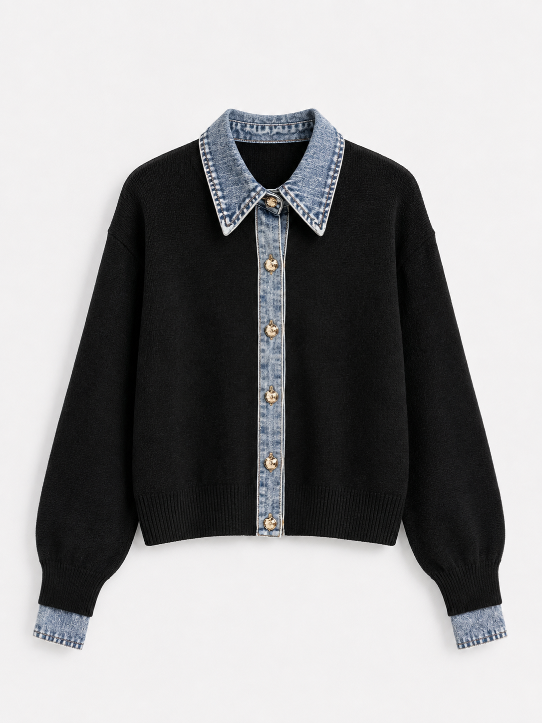 Sylor Denim Collar Knit Sweater