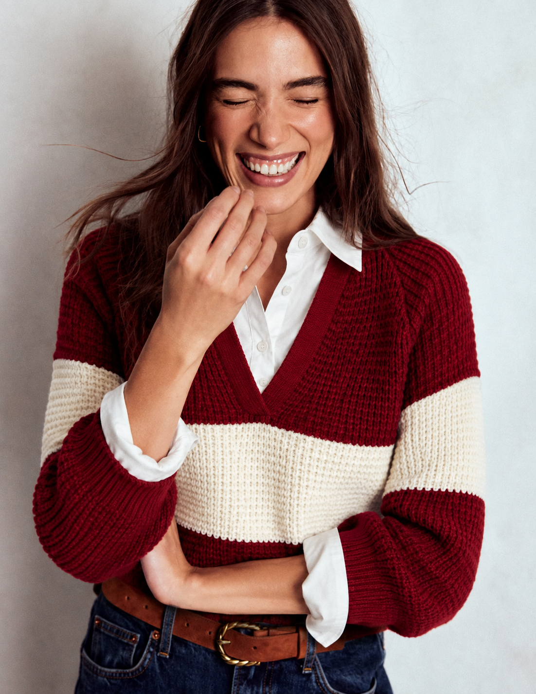 Sylor Colorblock V-Neck Knit Sweater
