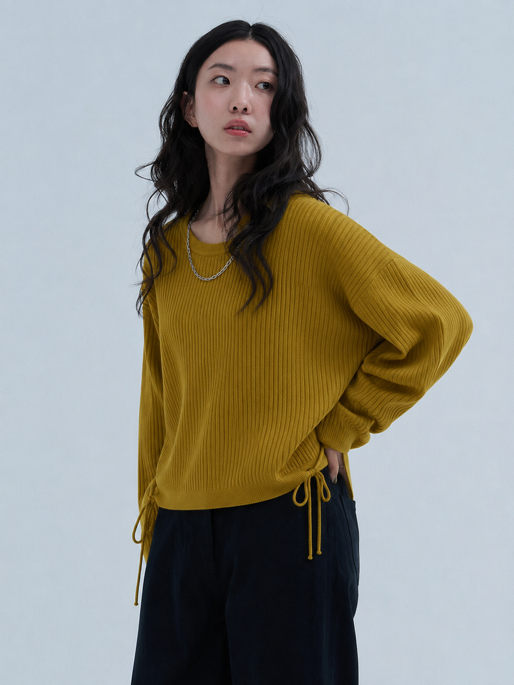 Mustard Ribbed Knit Top