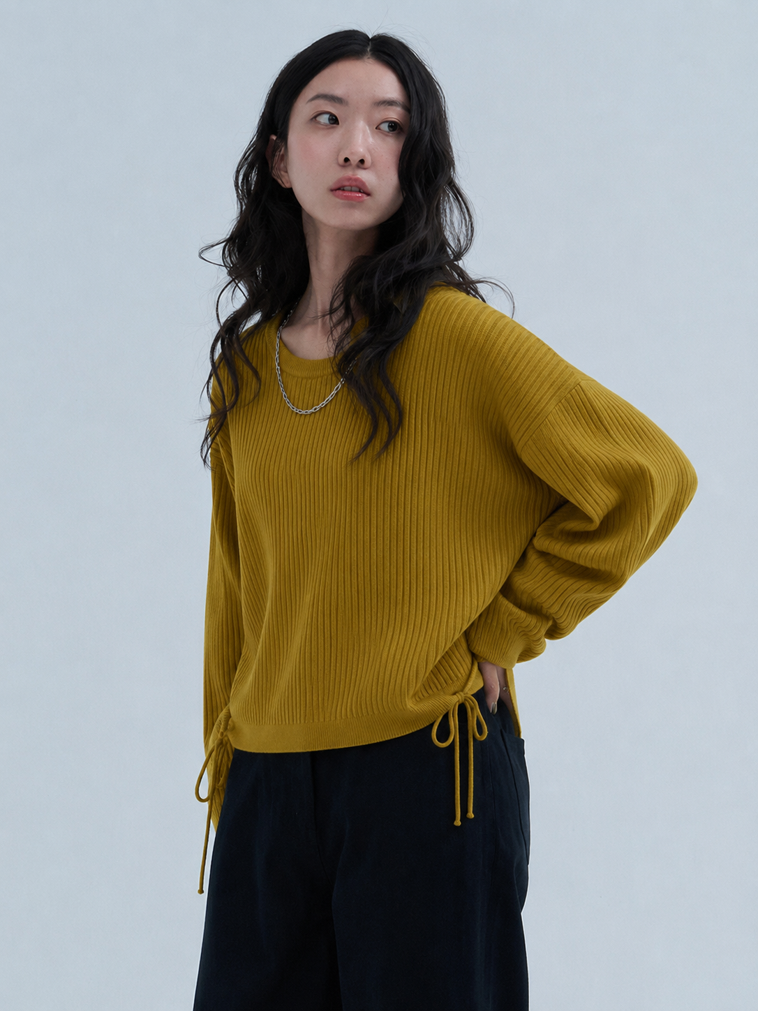 Mustard Ribbed Knit Top