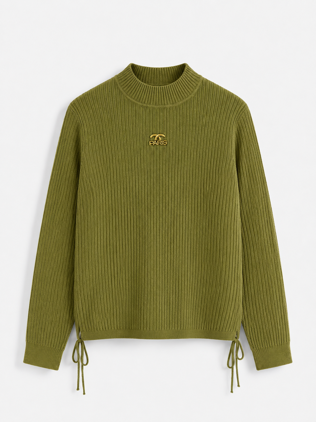 Paris Ribbed Olive Green Knit Top