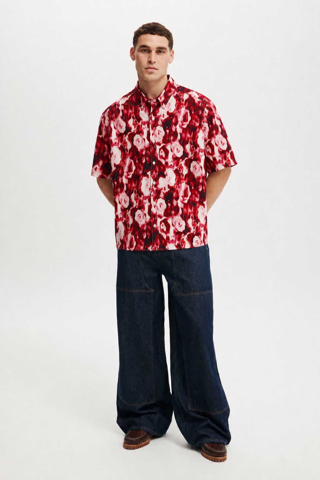 Sylor Crimson Bloom Abstract Print Shirt