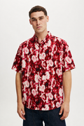 Sylor Crimson Bloom Abstract Print Shirt