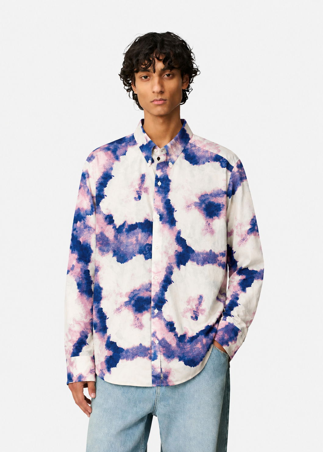 Indigo Mist Abstract Print Shirt