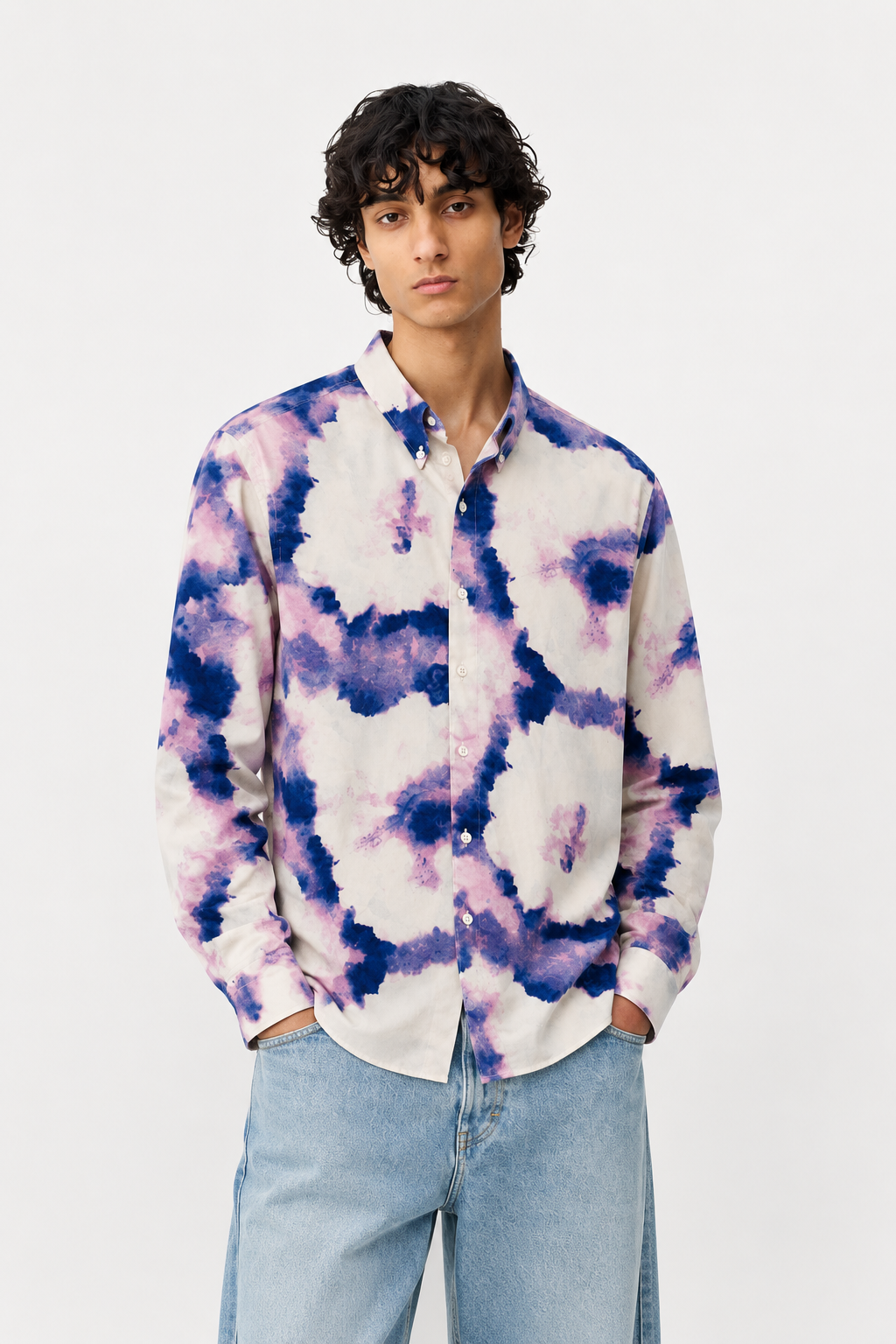 Indigo Mist Abstract Print Shirt