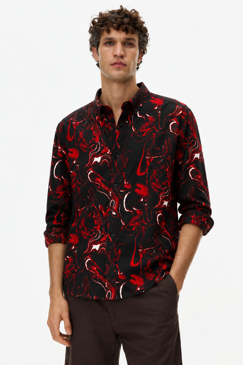 Crimson Flow Printed Shirt