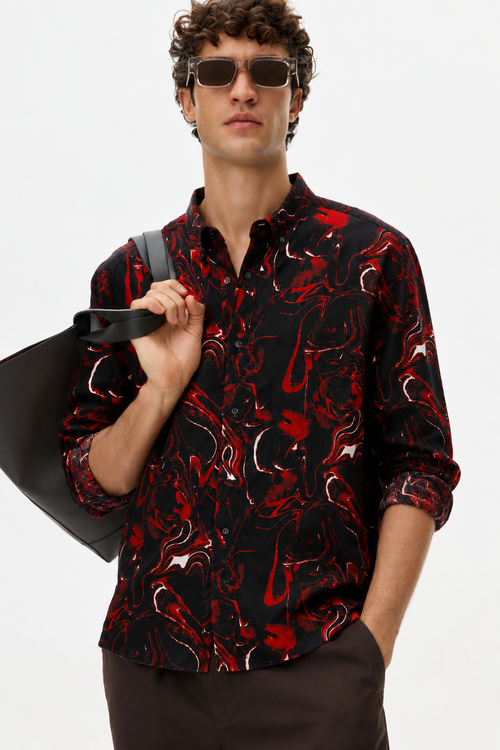 Crimson Flow Printed Shirt
