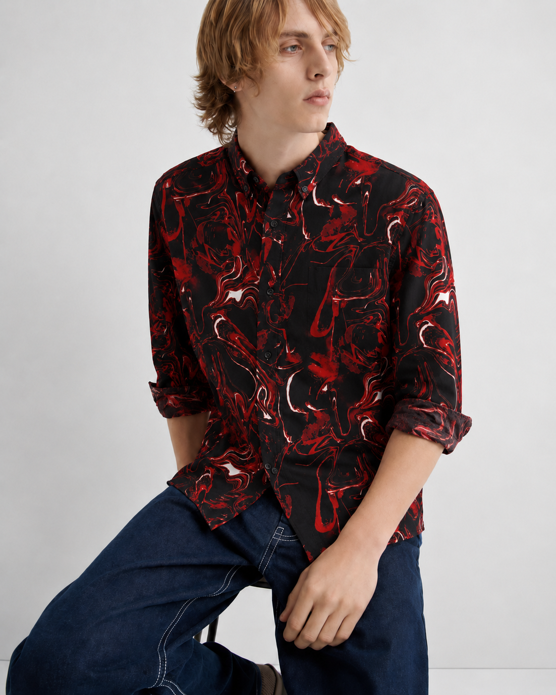 Crimson Flow Printed Shirt