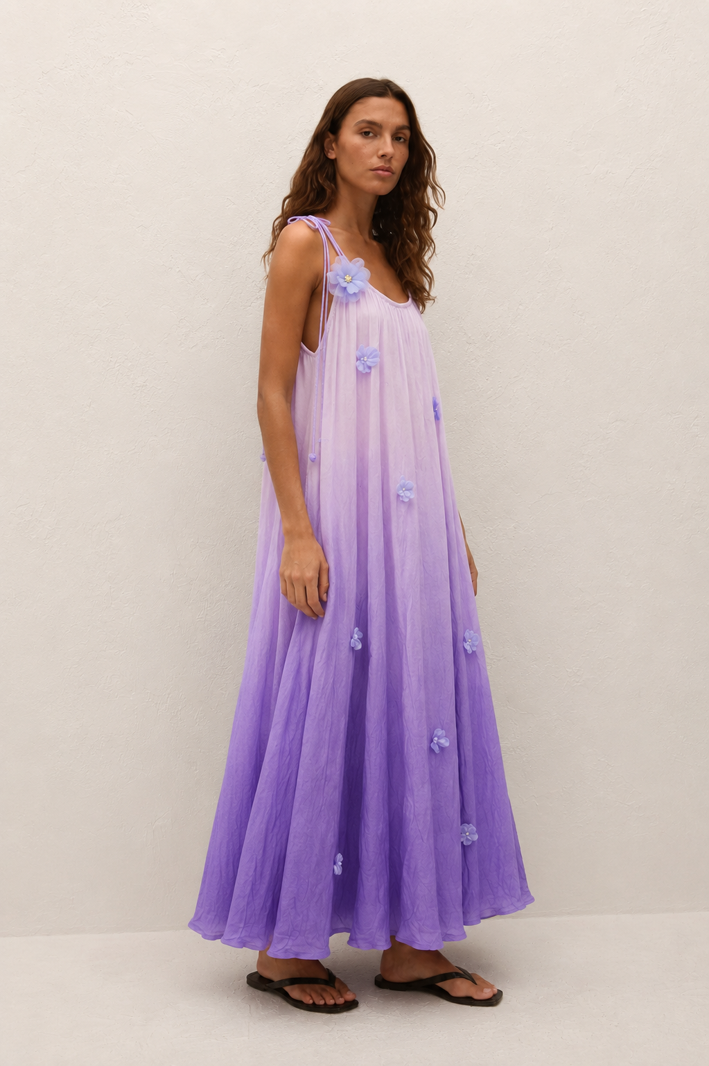 Lavender Ombre Floral Maxi Dress