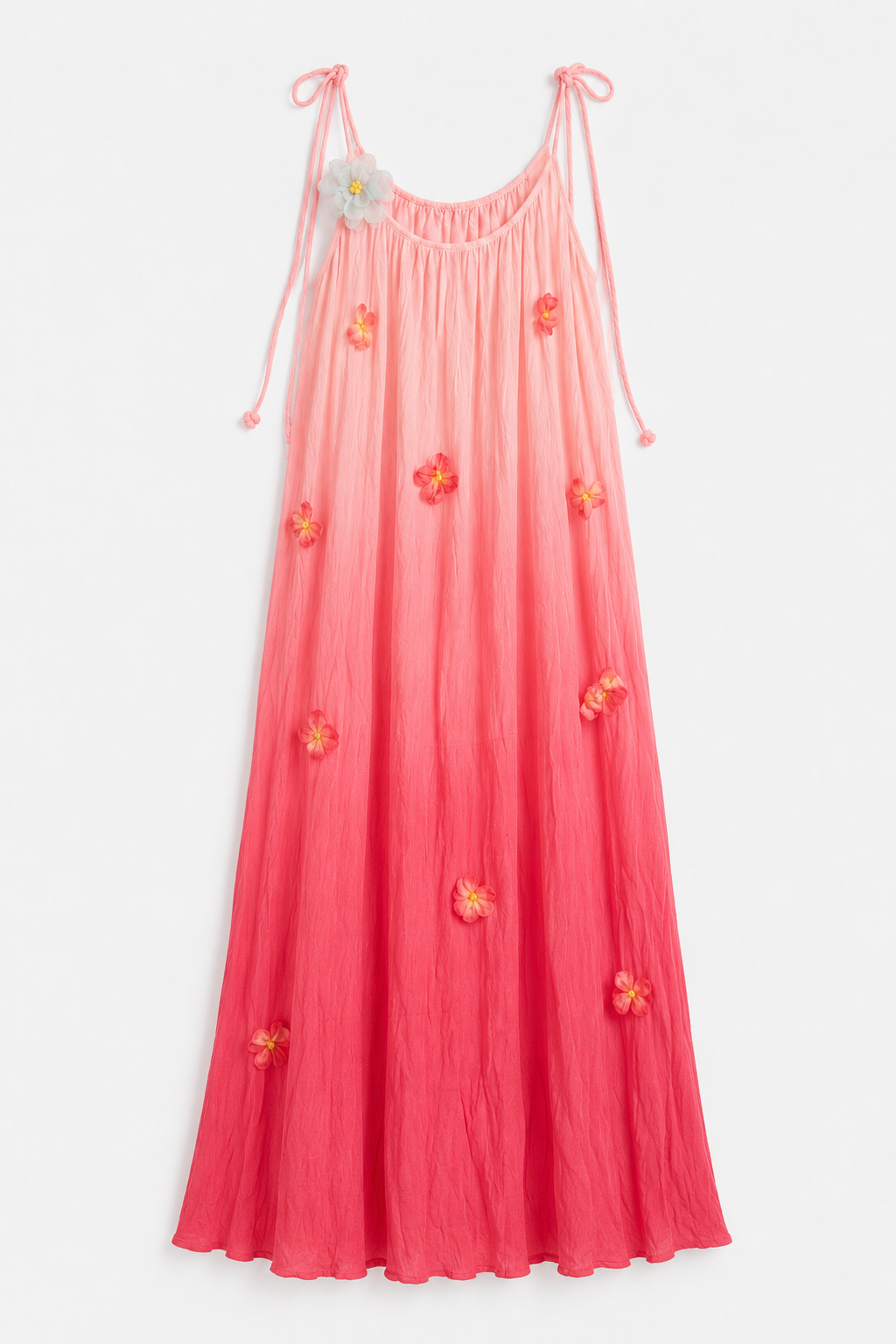 Coral Blossom Ombre Maxi Dress