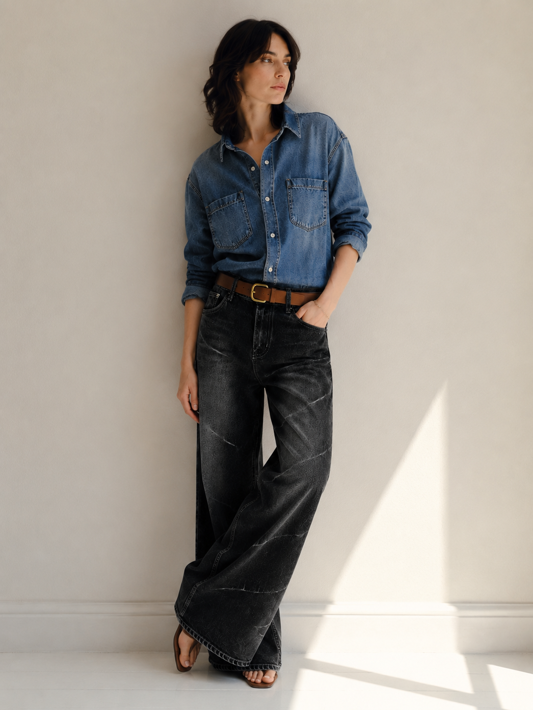 Sylor Washed Wide-Leg Denim Jeans