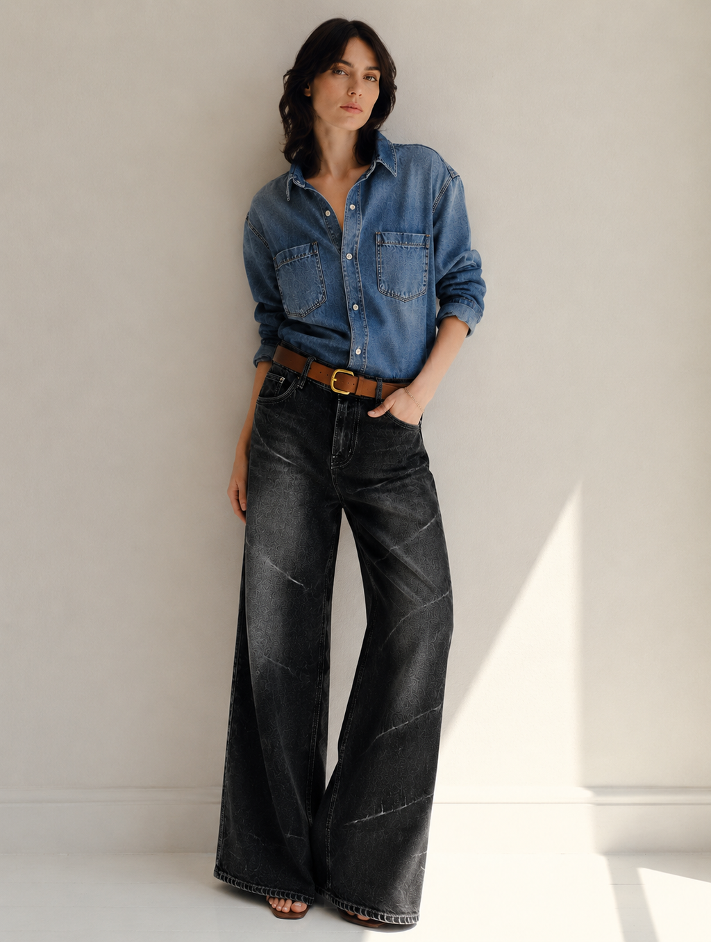 Sylor Washed Wide-Leg Denim Jeans