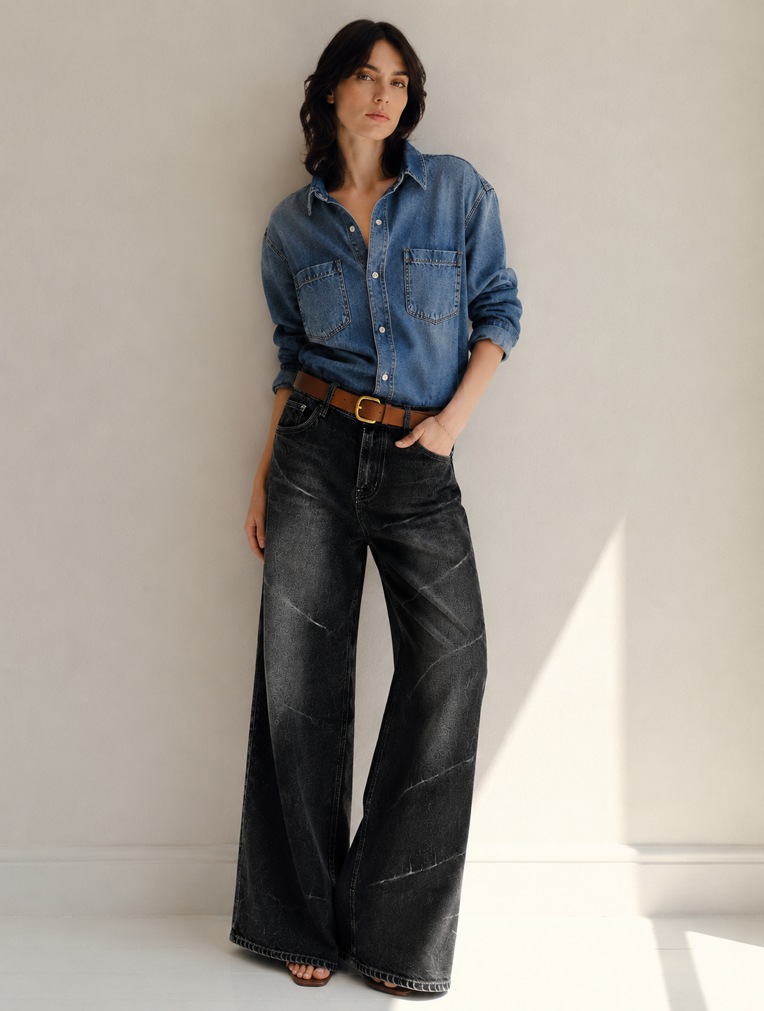 Sylor Washed Wide-Leg Denim Jeans
