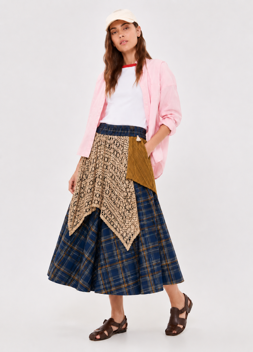 Artisan Patchwork Midi Skirt
