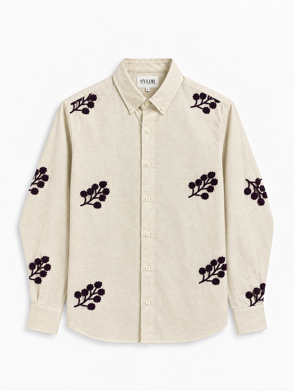 Bordeaux Black Bloom Embroidered Shirt