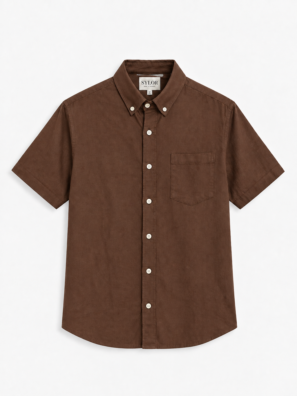 Mocha Linen Essential Short-Sleeve Shirt
