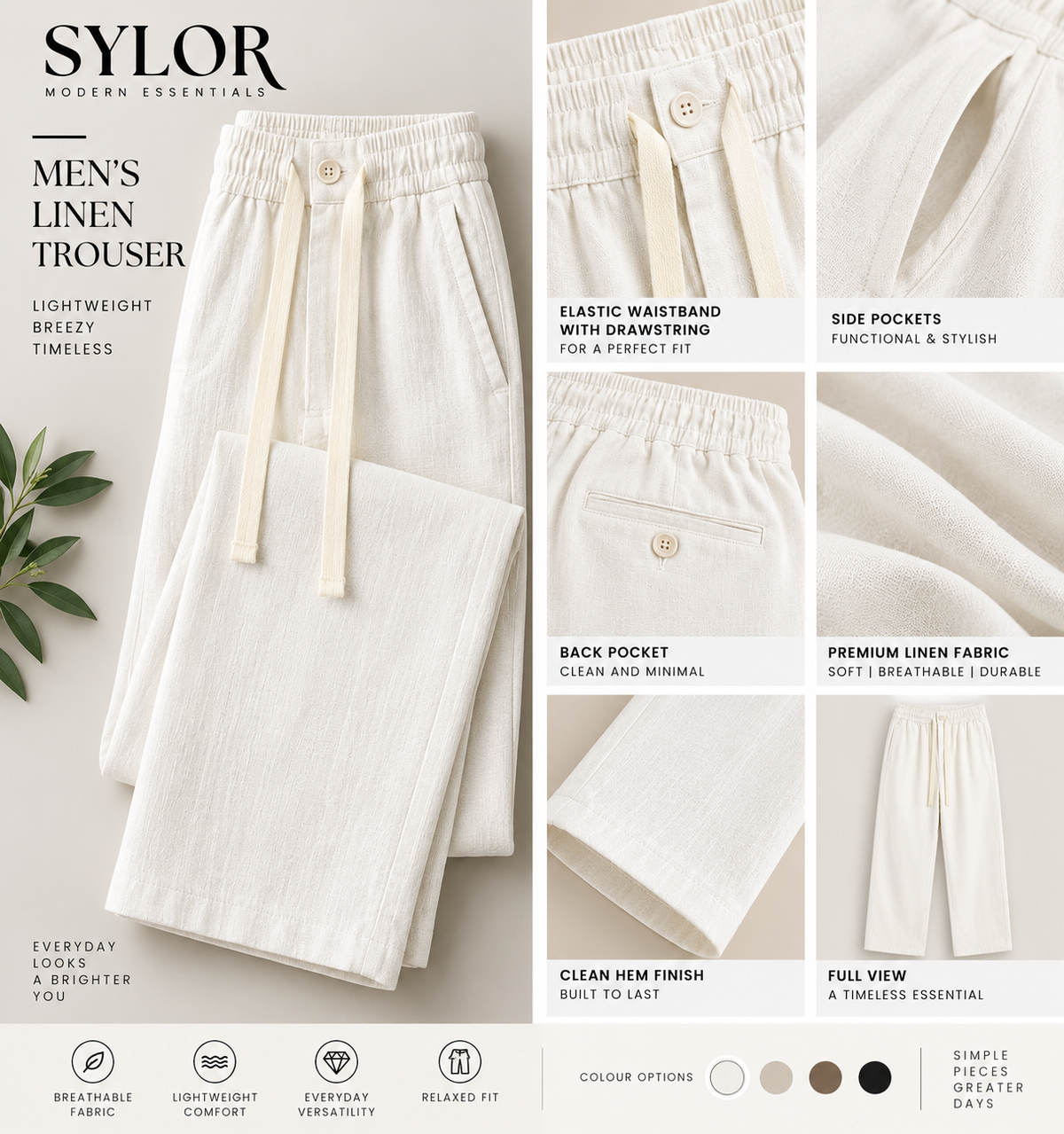White Breeze Linen Trousers