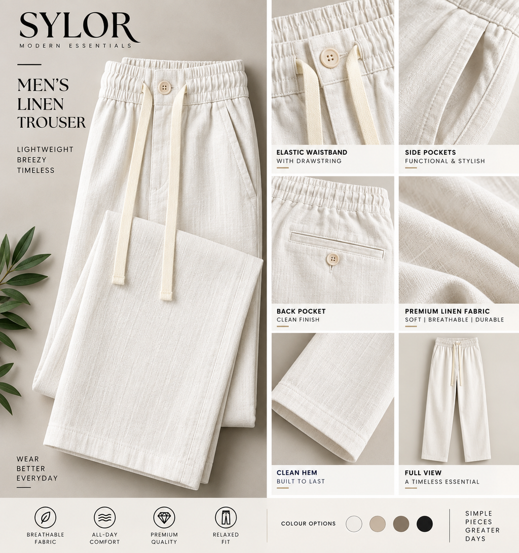 SYLOR Everyday Linen Trousers –Light Ivory