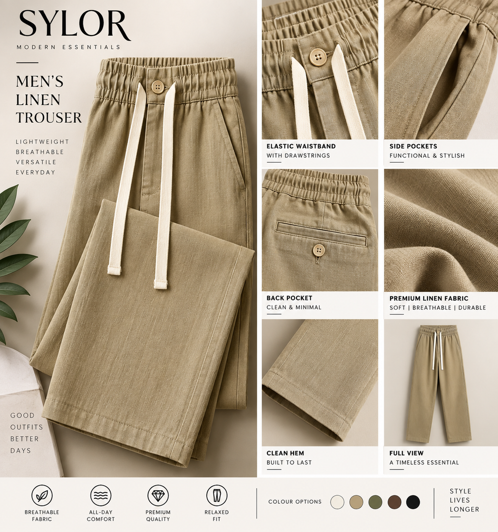 SYLOR Sandstone Relaxed Linen Trousers