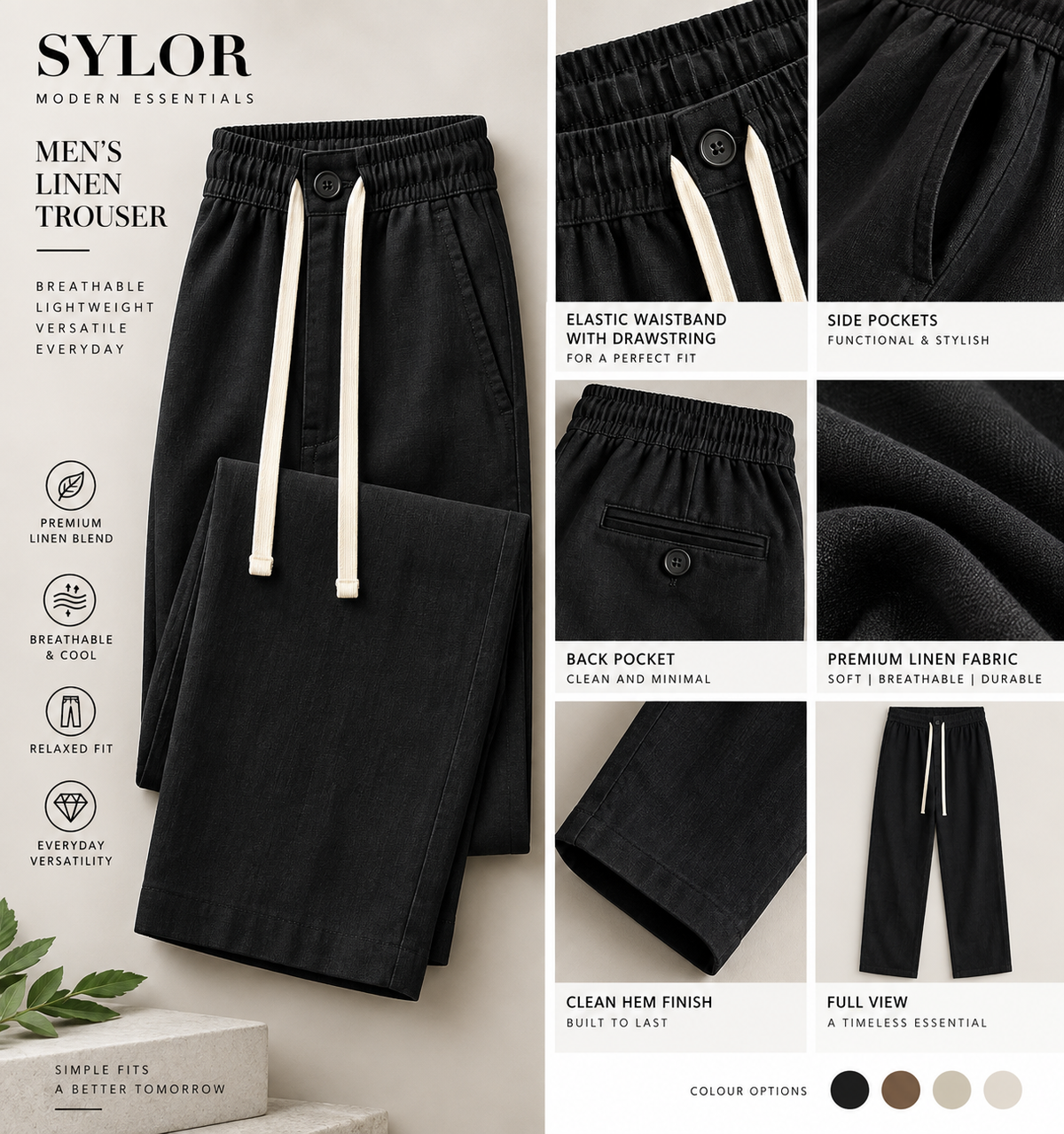 Midnight Ease Linen Trousers