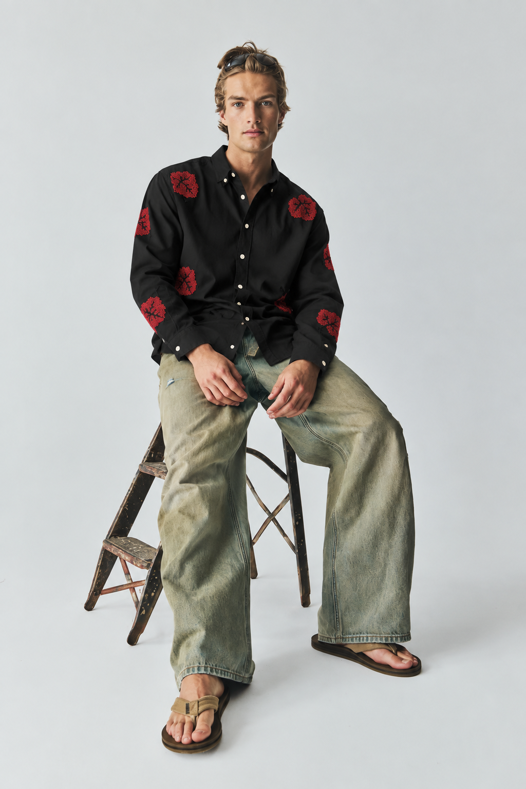 SYLOR Crimson Noir Embroidered Shirt