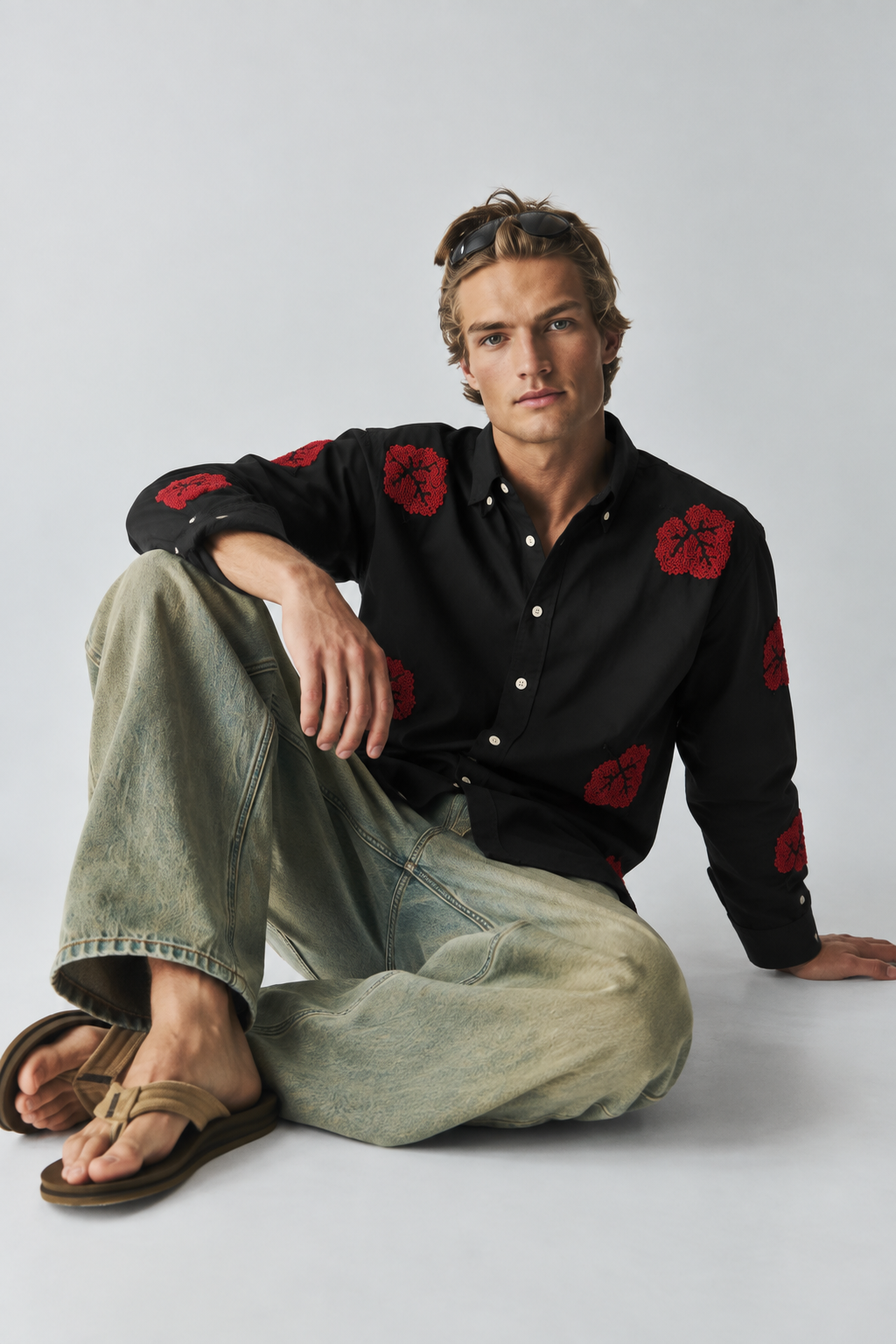 SYLOR Crimson Noir Embroidered Shirt