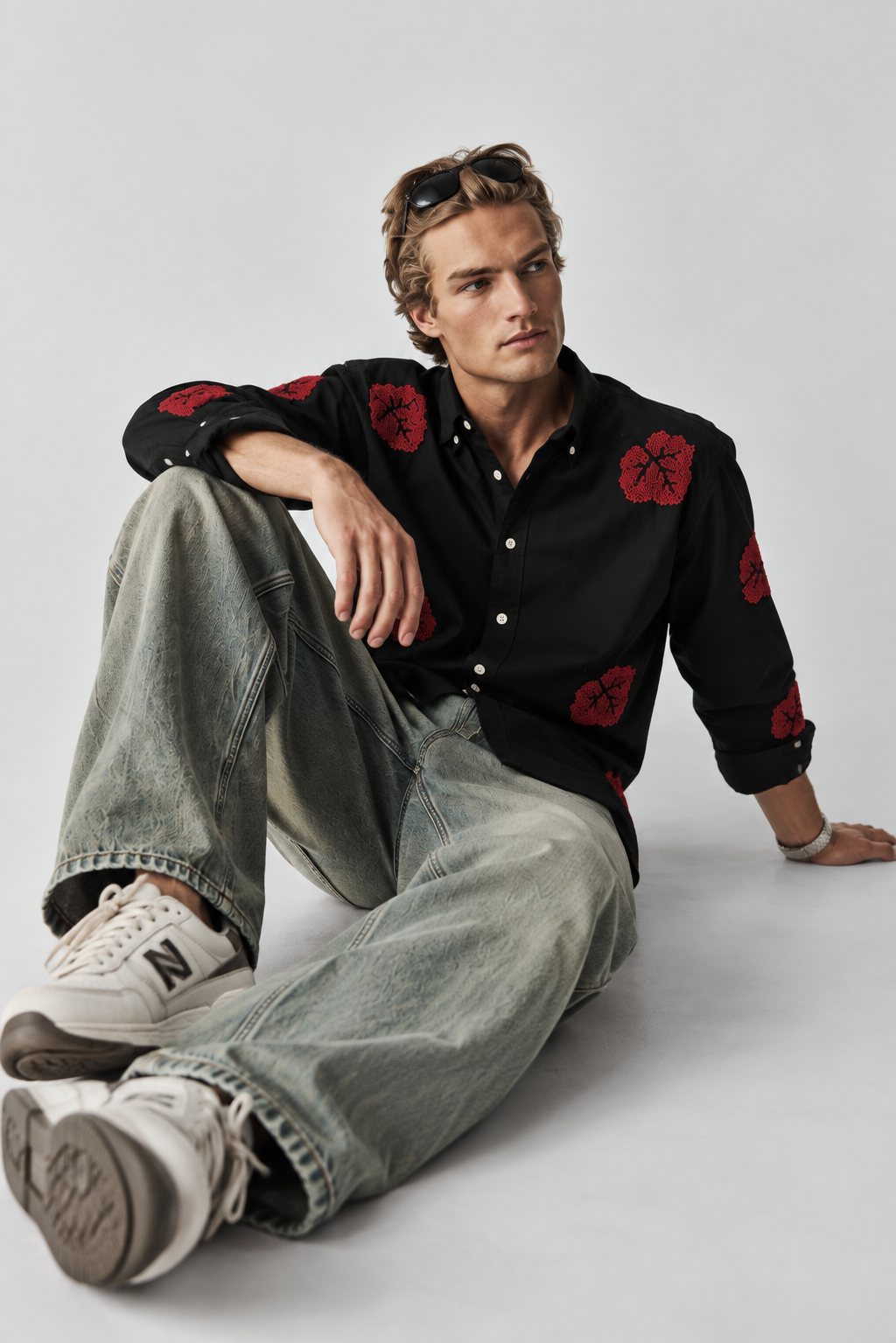 SYLOR Crimson Noir Embroidered Shirt