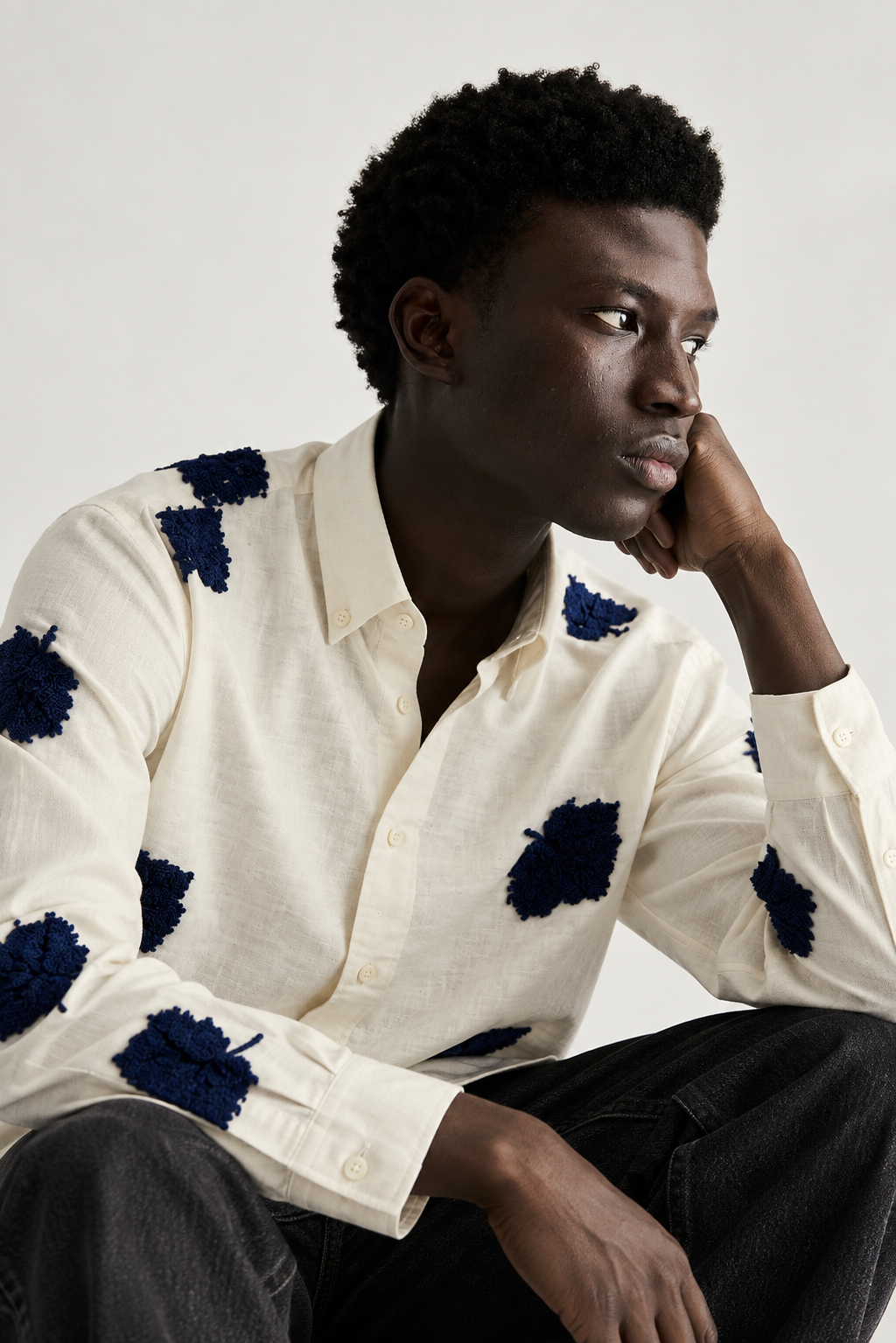SYLOR Midnight Bloom Embroidered Shirt