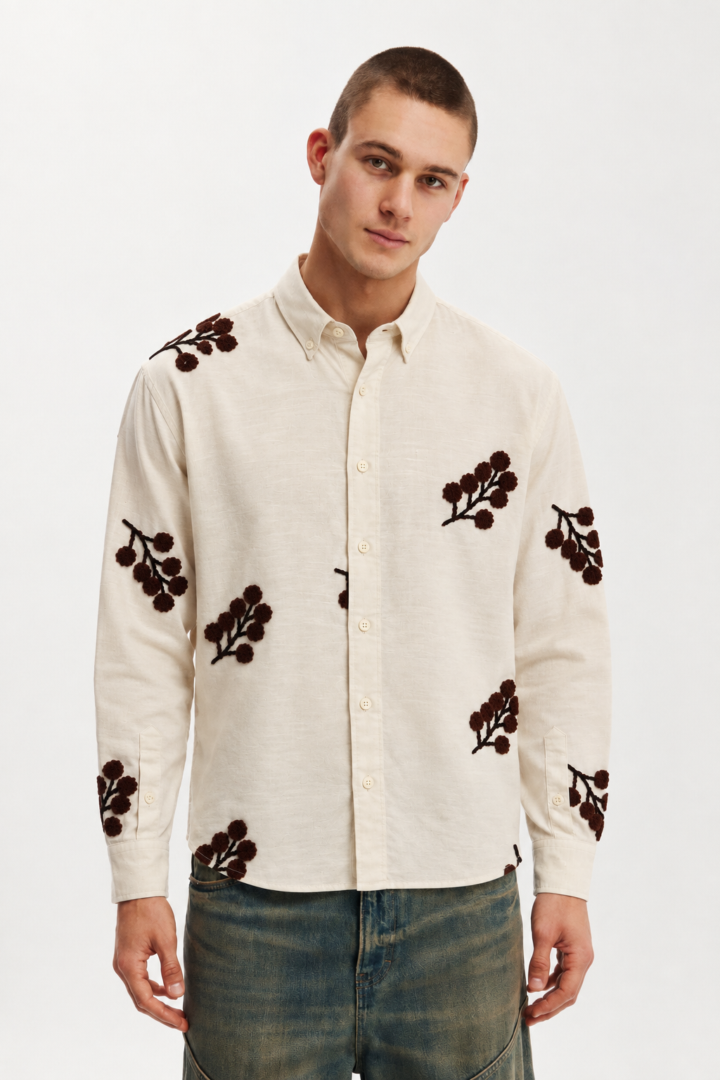 SYLOR Cocoa Bloom Embroidered Shirt
