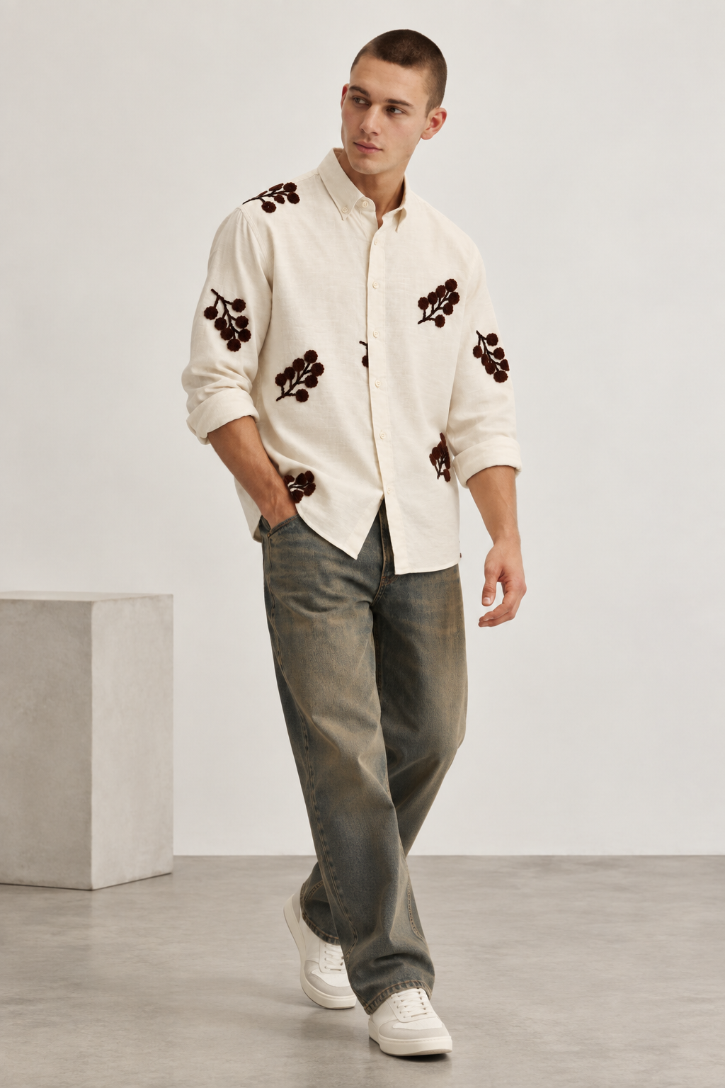 SYLOR Cocoa Bloom Embroidered Shirt