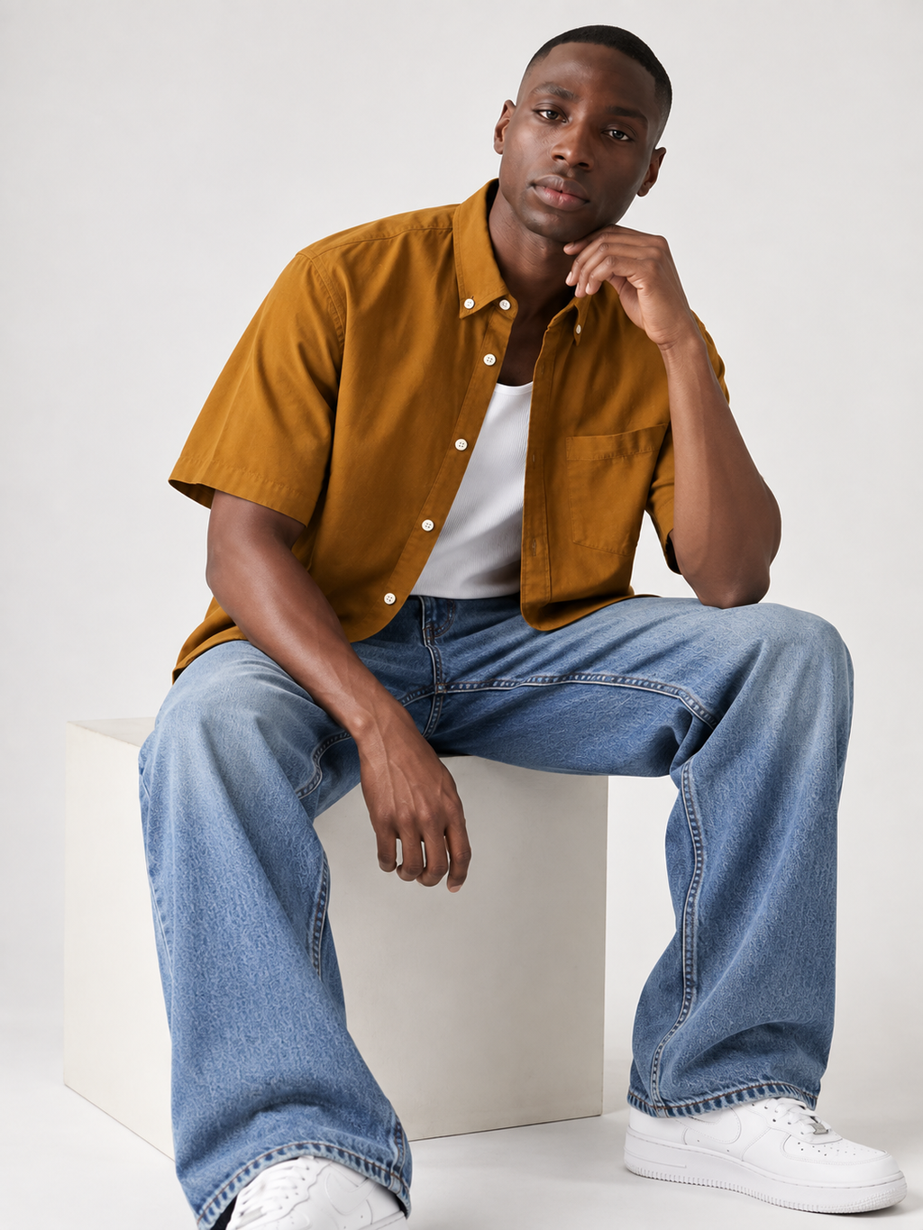 Golden Ochre Linen Short-Sleeve Shirt