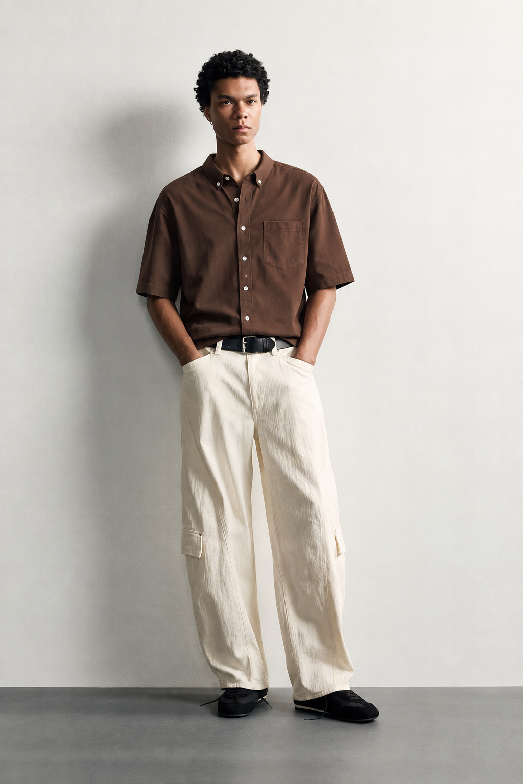 Mocha Linen Essential Short-Sleeve Shirt