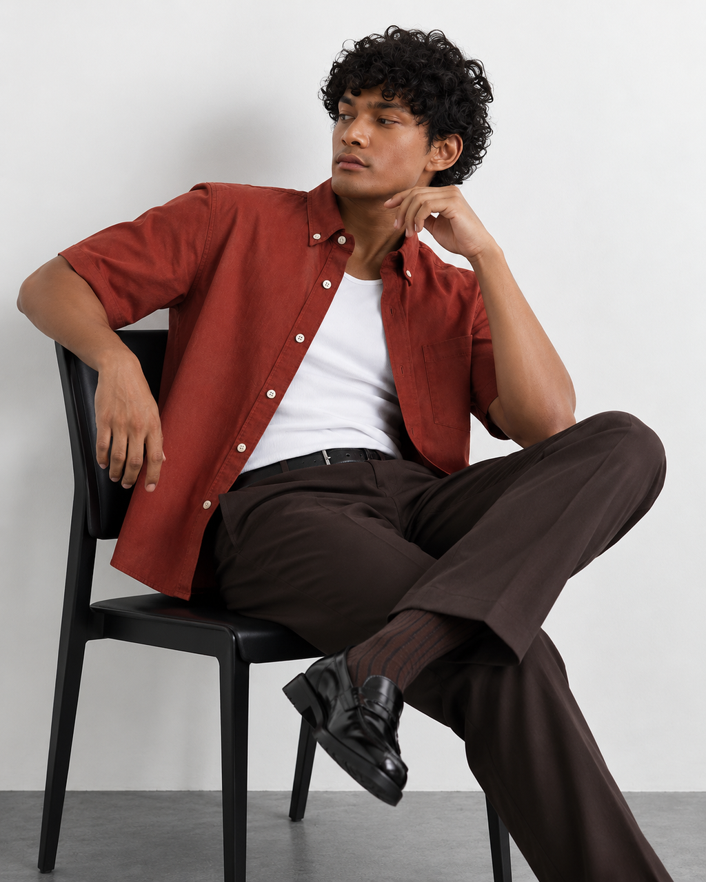 Rust Heritage Linen Short-Sleeve Shirt