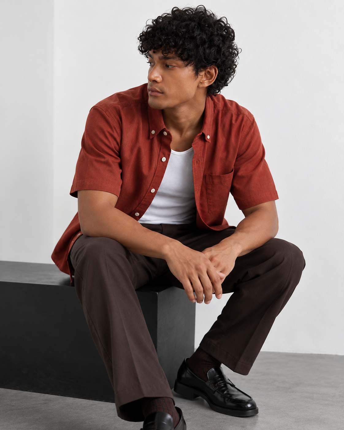 Rust Heritage Linen Short-Sleeve Shirt