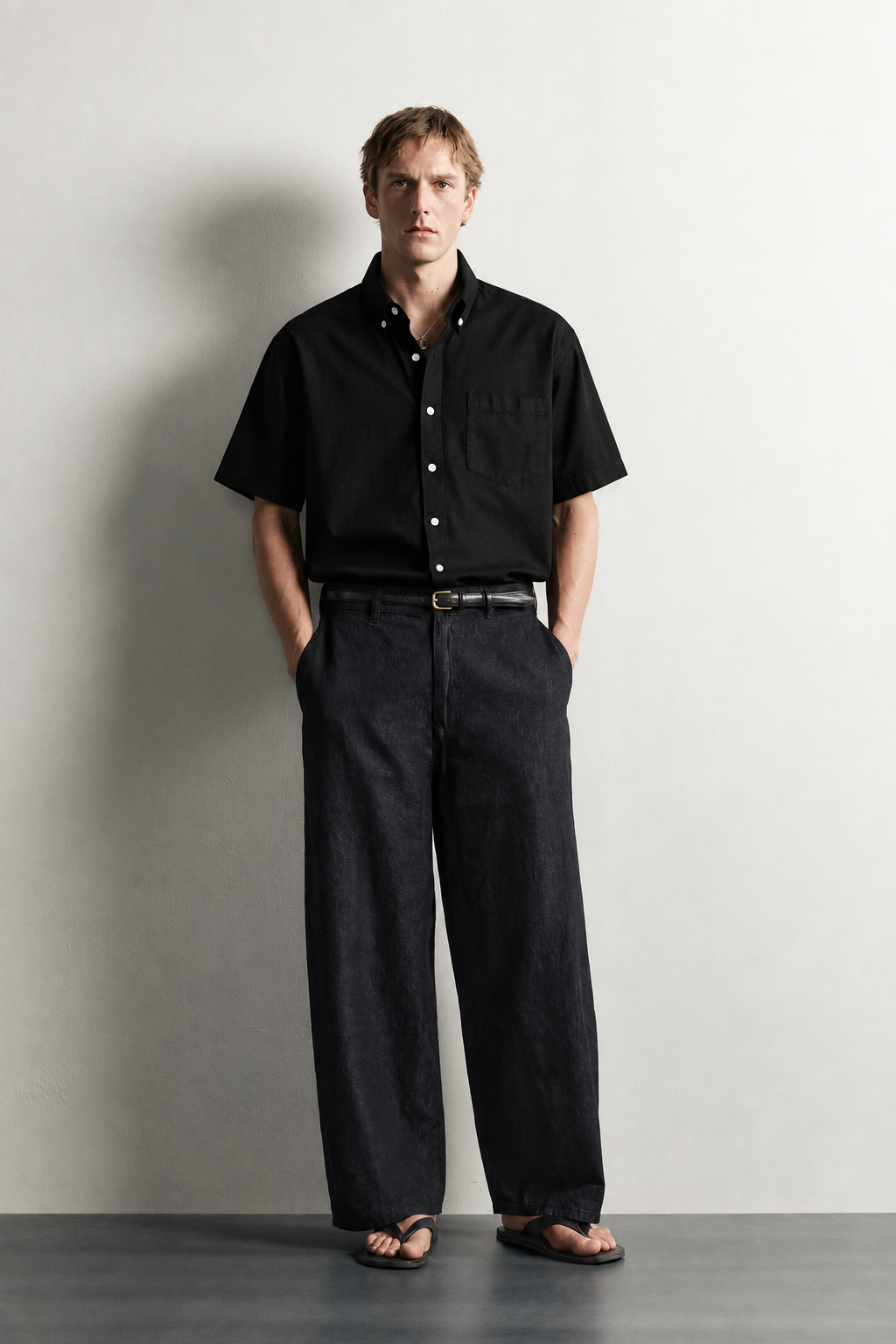 SYLOR Midnight Essential Linen Short-Sleeve Shirt