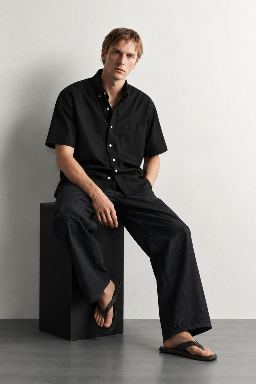 SYLOR Midnight Essential Linen Short-Sleeve Shirt