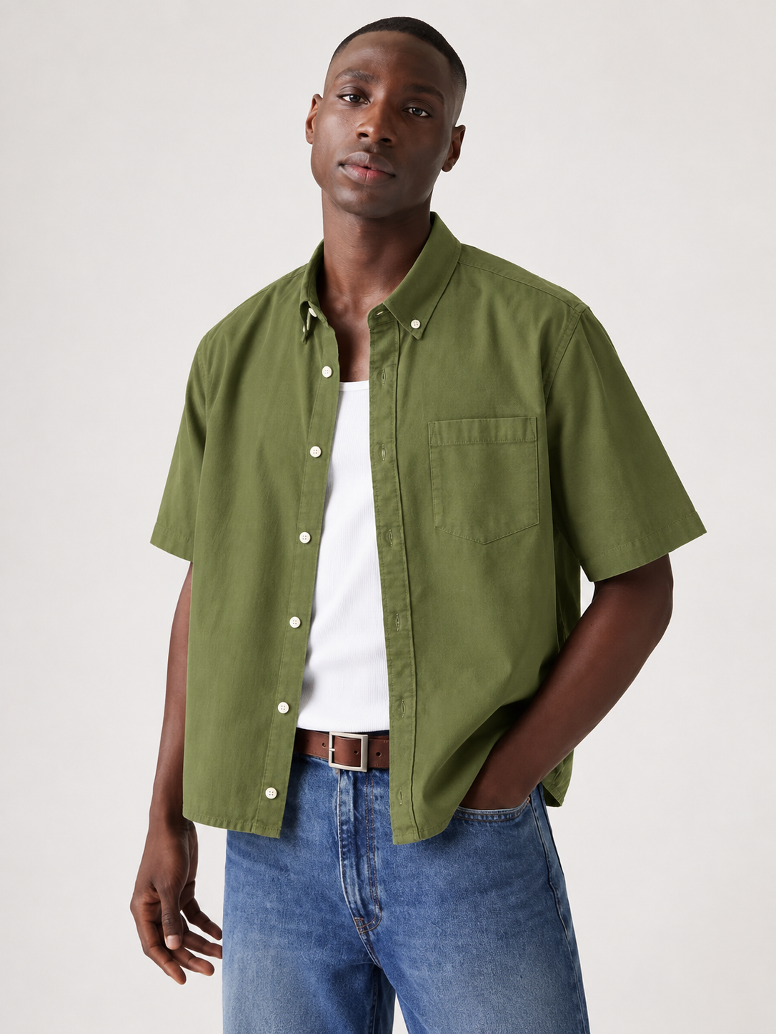 SYLOR Olive Linen Everyday Utility Shirt
