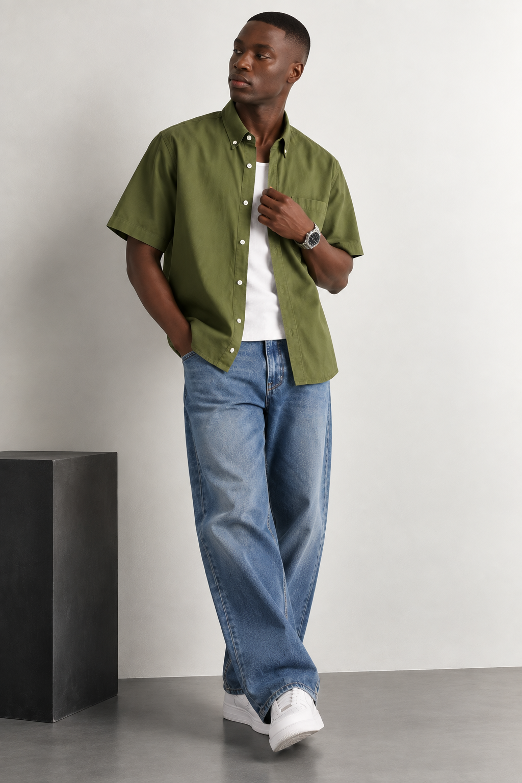 SYLOR Olive Linen Everyday Utility Shirt