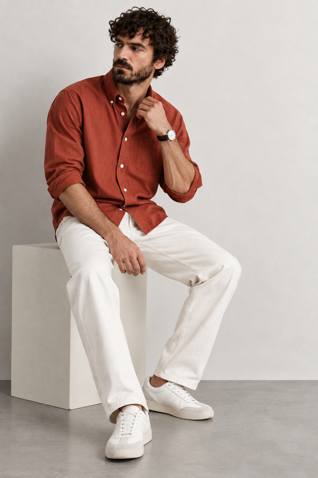 SYLOR Terracotta Essential Linen Shirt