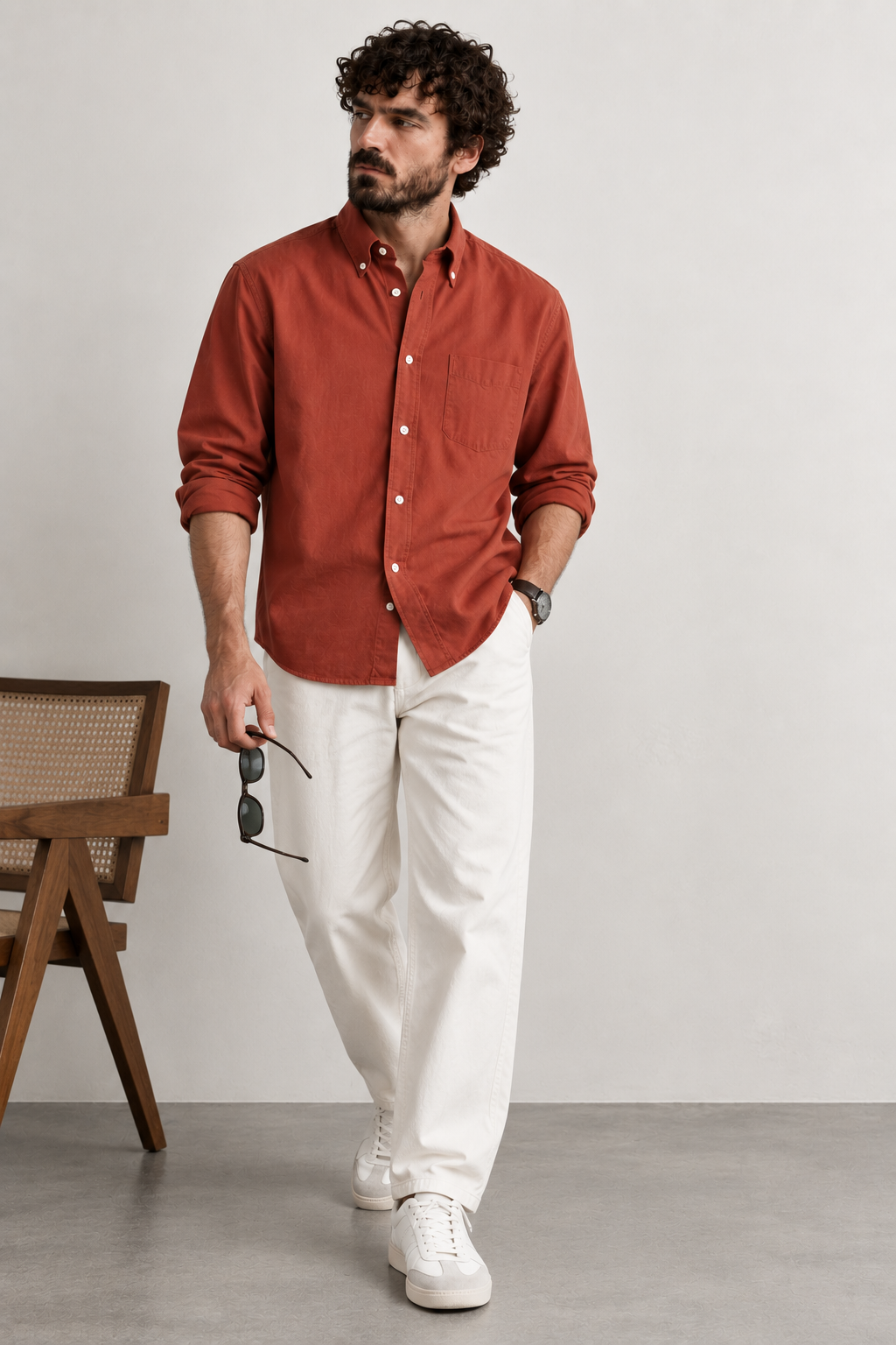 SYLOR Terracotta Essential Linen Shirt